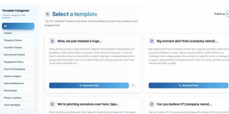 Select a template — viral post templates
